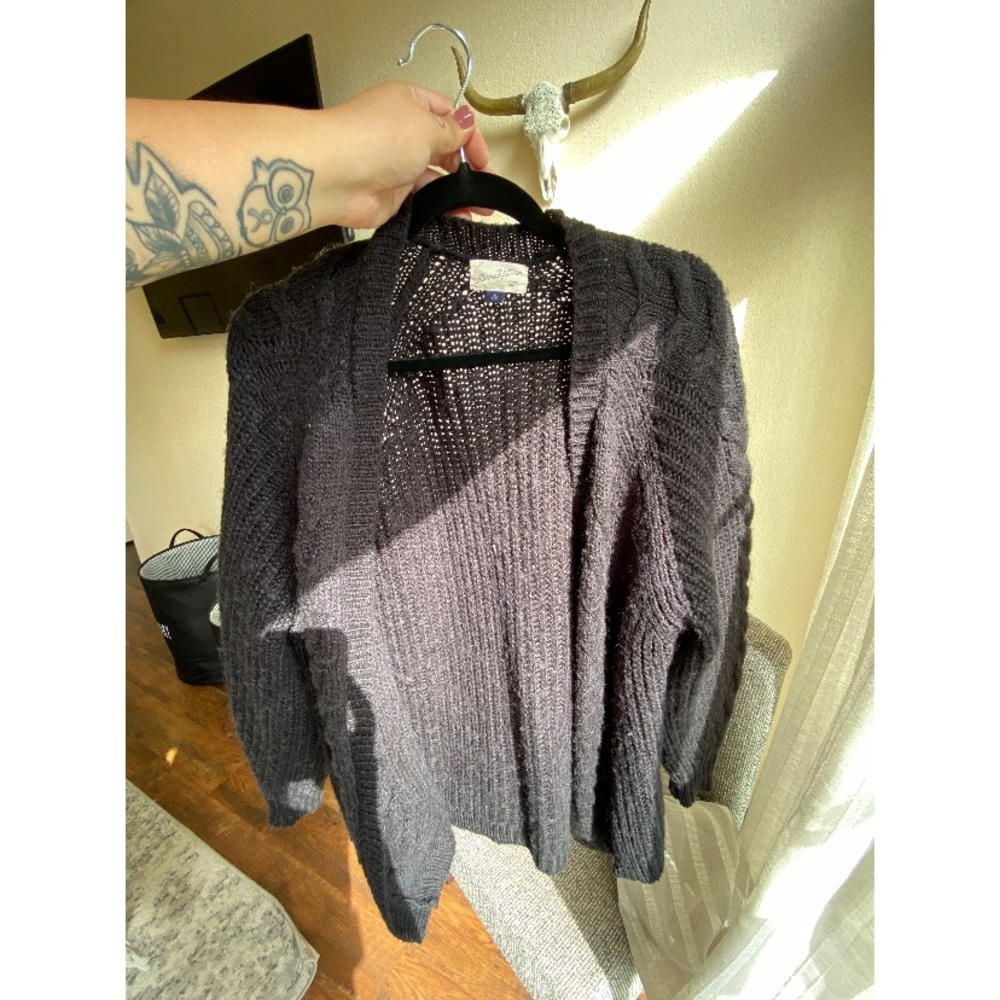 Chunky open black cardigan, size large